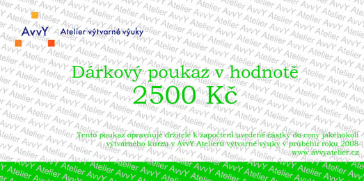 Dárkový poukaz AvvY v hodotě 2500 Kč